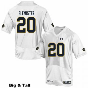 Notre Dame Fighting Irish Men's C'Borius Flemister #20 White Under Armour Authentic Stitched Big & Tall College NCAA Football Jersey CJU0699FY